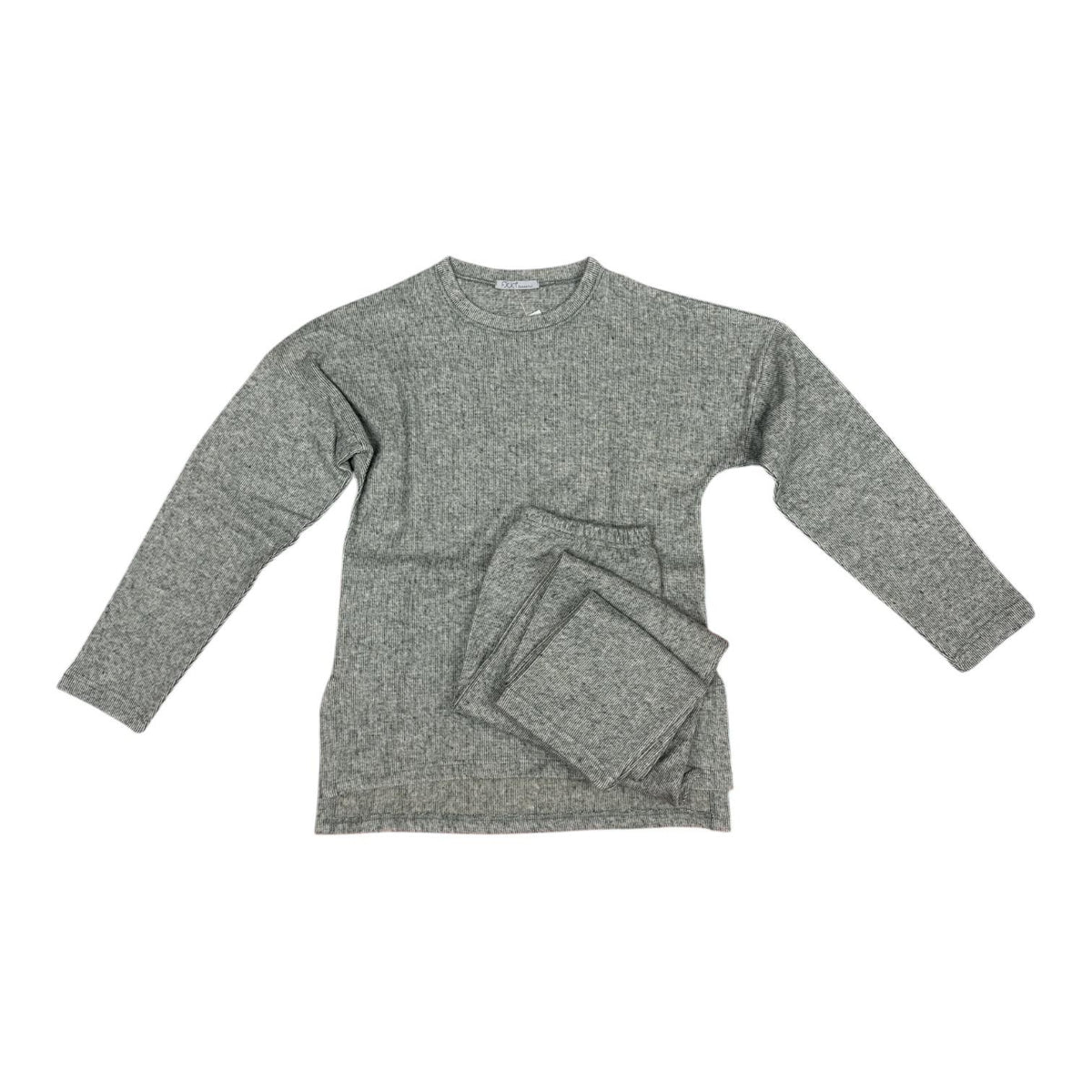 Pigiama donna Fida Lingerie EI2715 grigio mélange con maglia girocollo a maniche lunghe e pantalone lungo