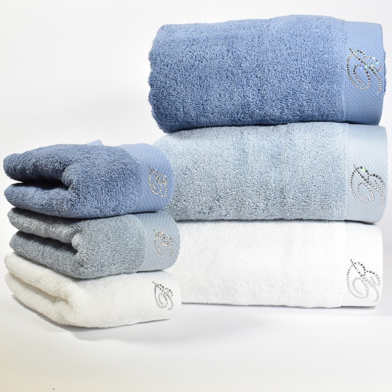 Asciugamani bagno spugna cotone offerte esclusive completo 6 pezzi: 3 grandi+3  ospiti. Blu elettrico – Piliero