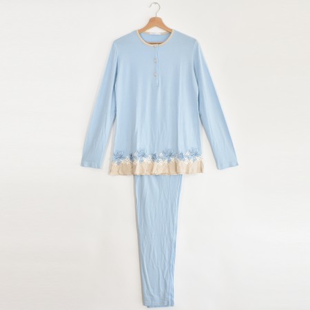 Pigiama donna E1701 manica lunga e pantalone lungo FIDA