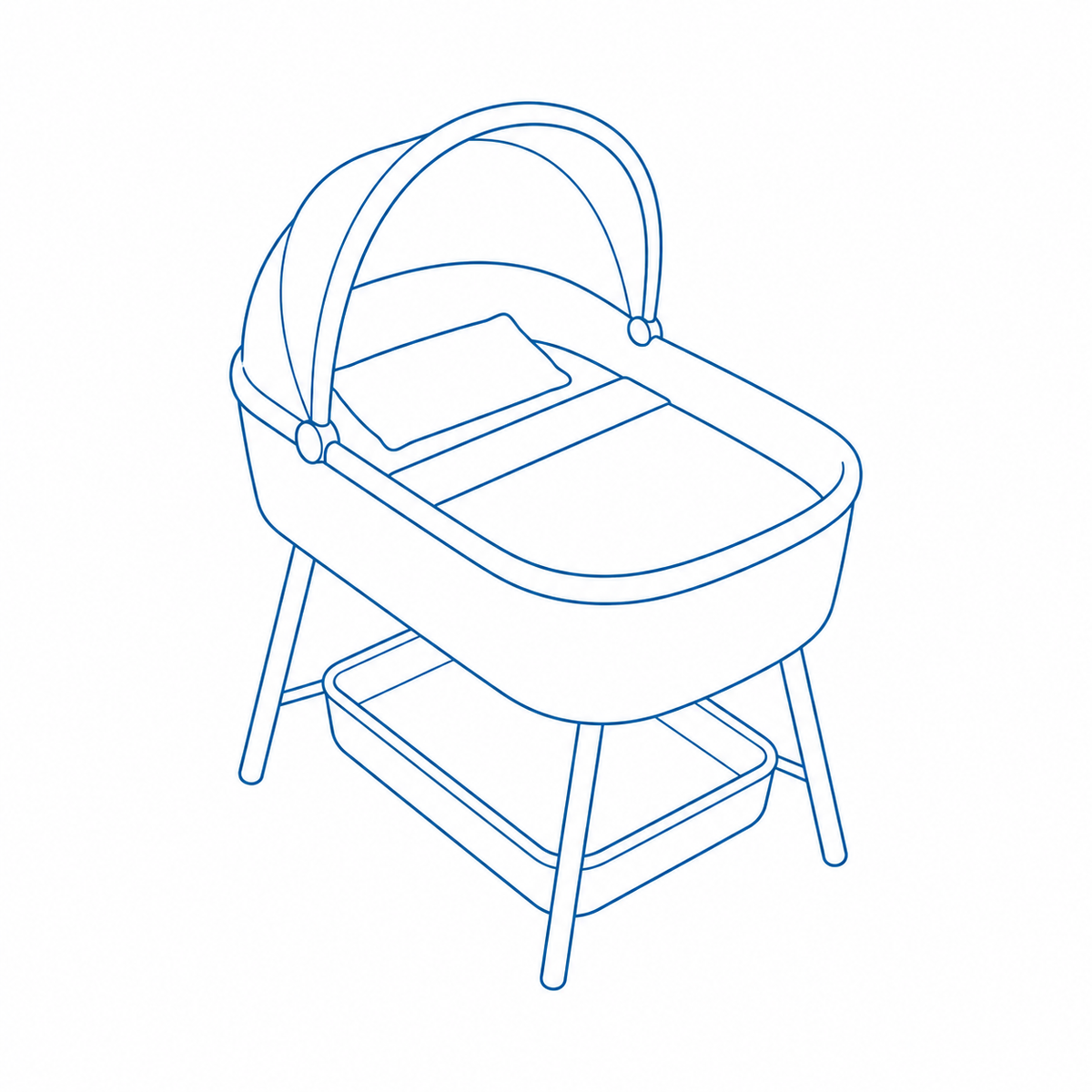Illustrazione di una culla con completo lenzuola Baby Pescatore Home