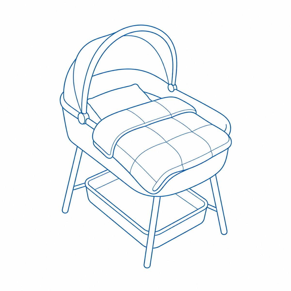 Illustrazione di una culla con trapunta Baby Pescatore Home