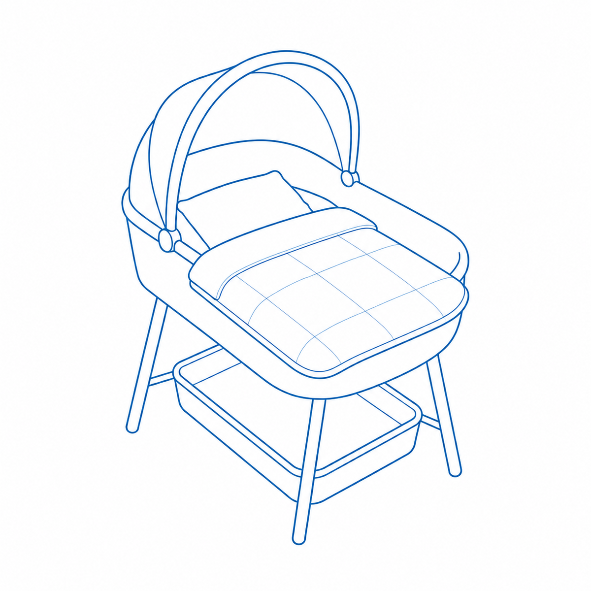 Illustrazione di una culla con trapuntino leggero Baby Pescatore Home