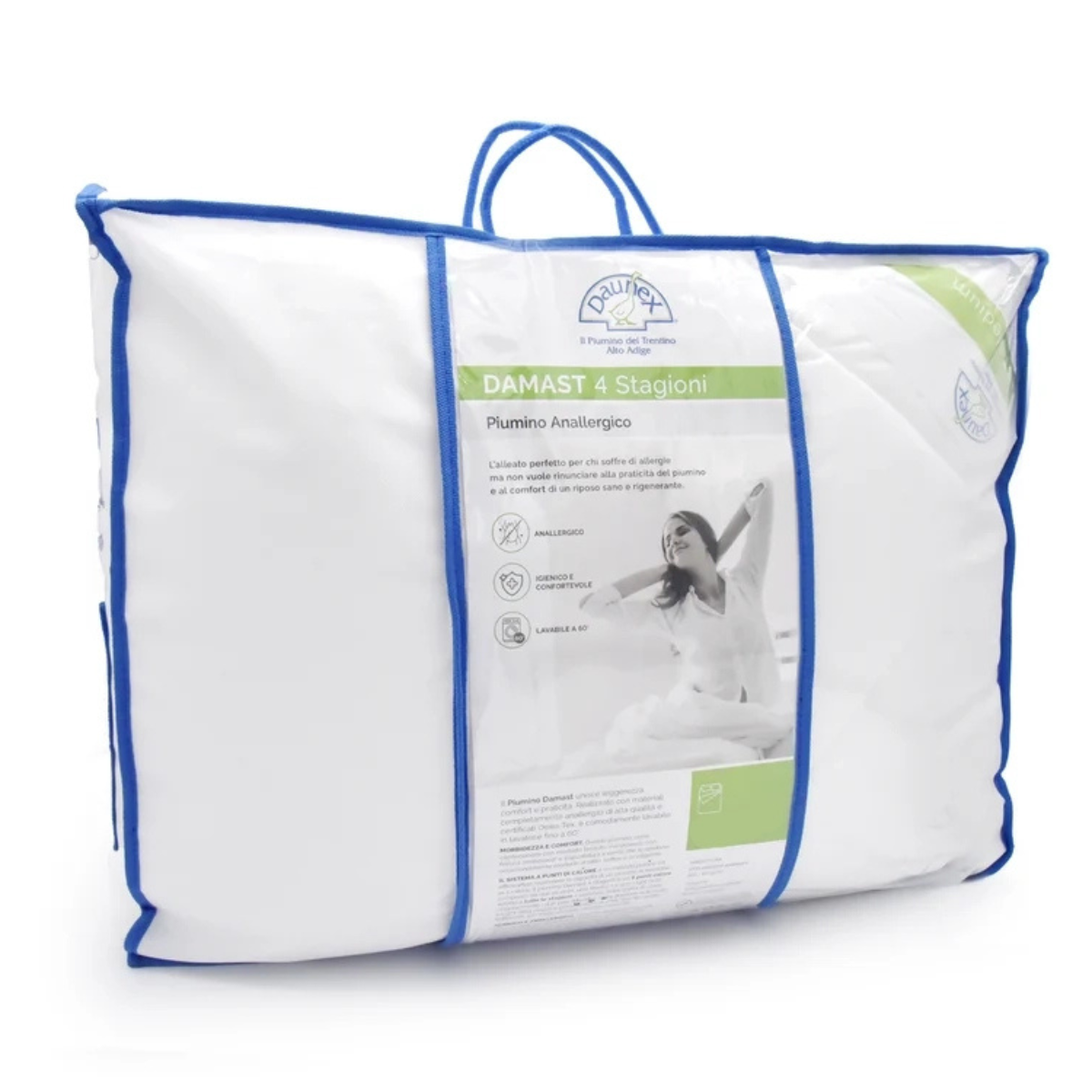 Confezione originale Daunex Damast 4 Stagioni con due piumini anallergici combinabili