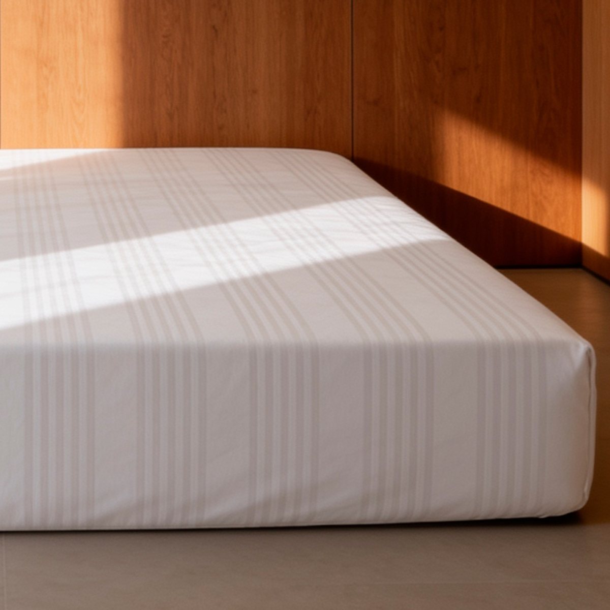 Proteggi materasso Daunex Diamond in cotone bianco con tessuto a righe tono su tono
