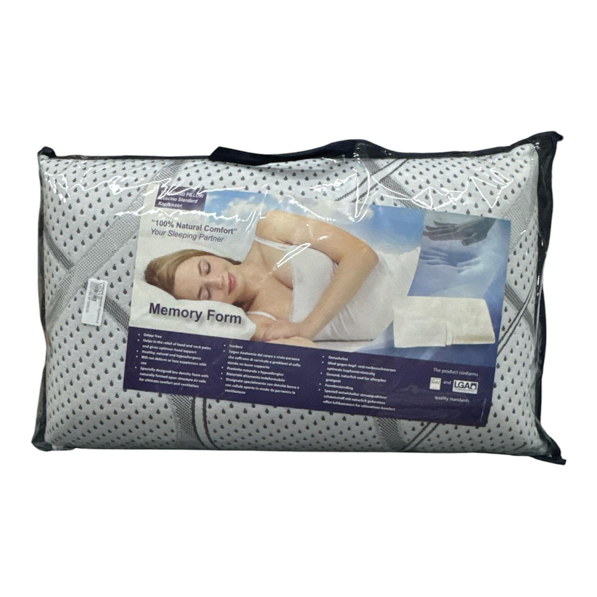 Guanciale in Memory Foam Carbone LGA nella confezione protettiva originale