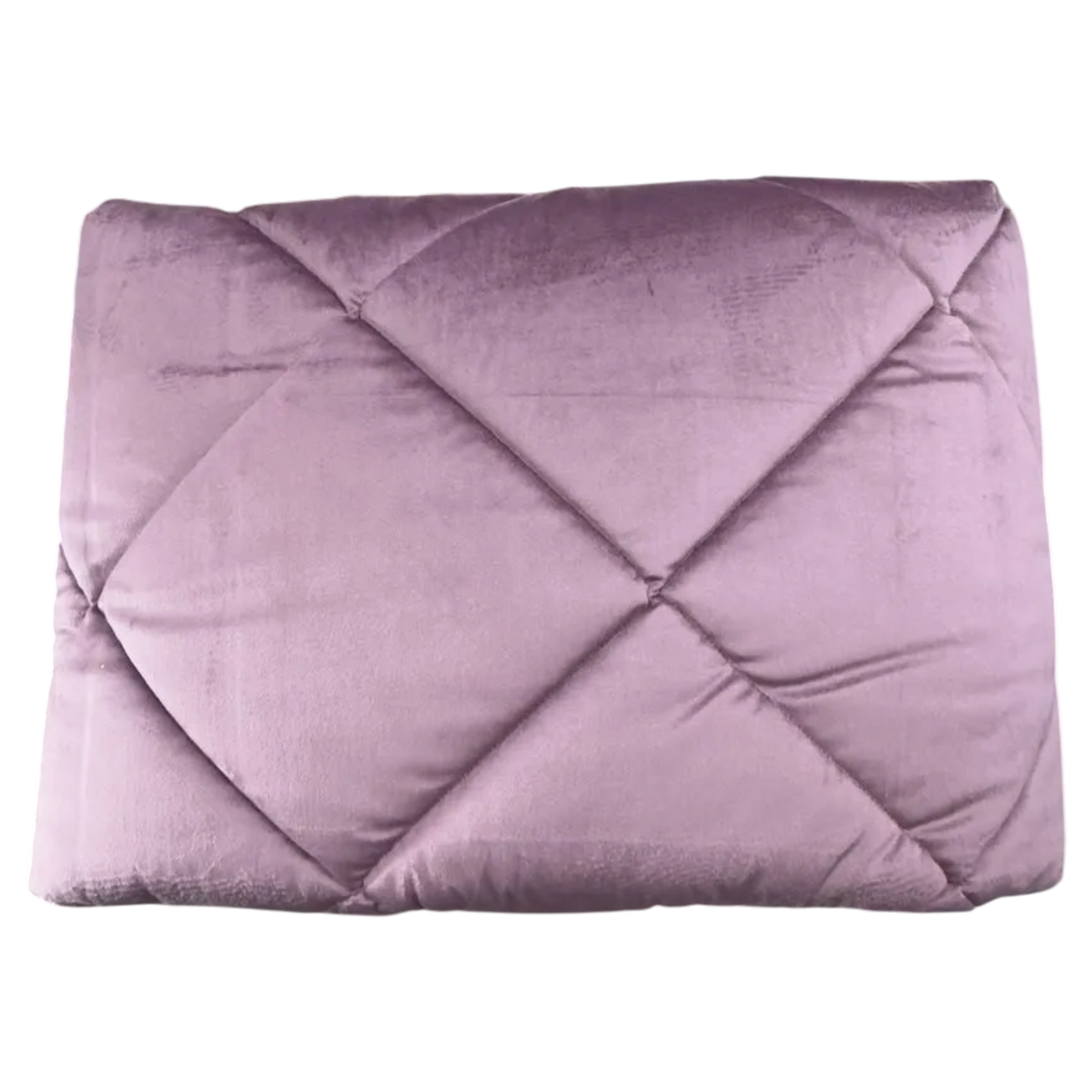 Trapunta in velluto Irina piegata in tonalità rosa malva con trapuntatura geometrica a rombi