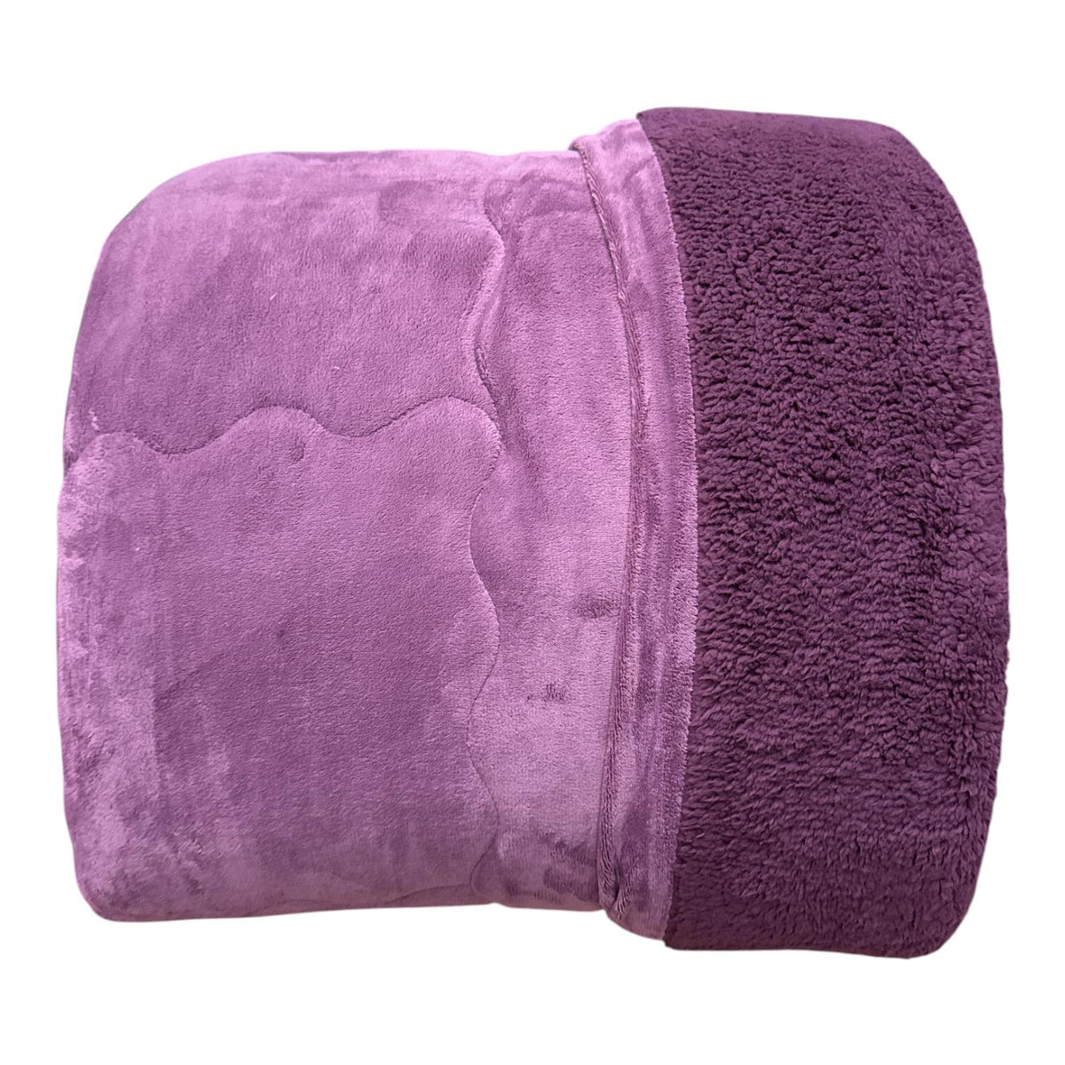 Trapunta Martin Lovely Home viola con superficie morbida effetto velluto e sherpa